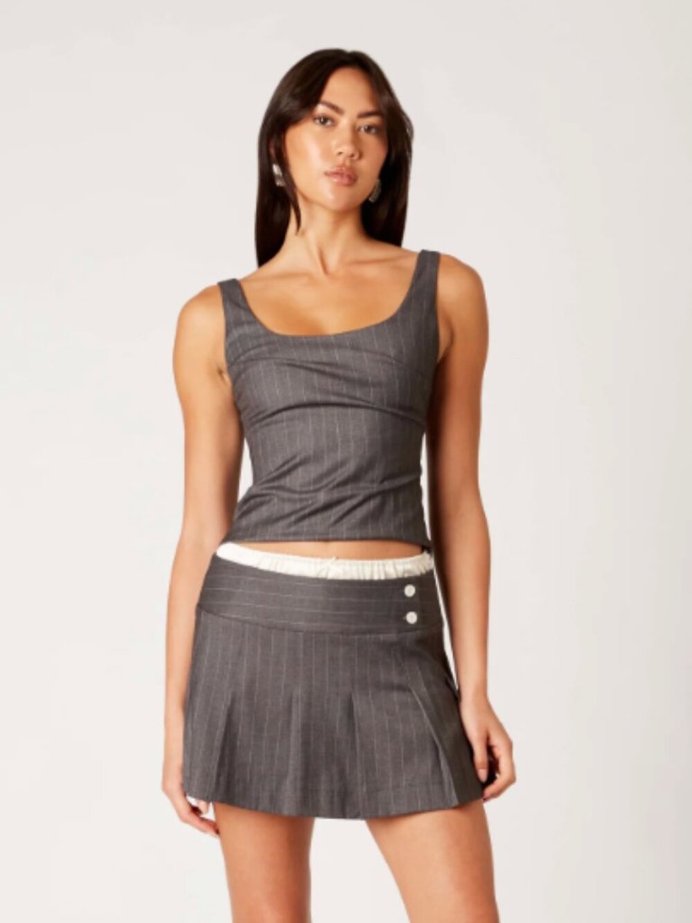 Nia Pinstripe Mini Skort in BABY BLUE